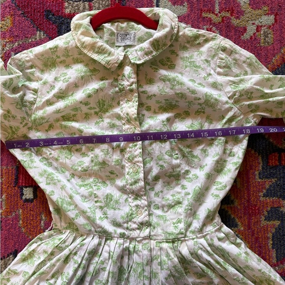 Vintage Country Corner Green Botanical Print Button-Up Dress - Picture 11 of 13
